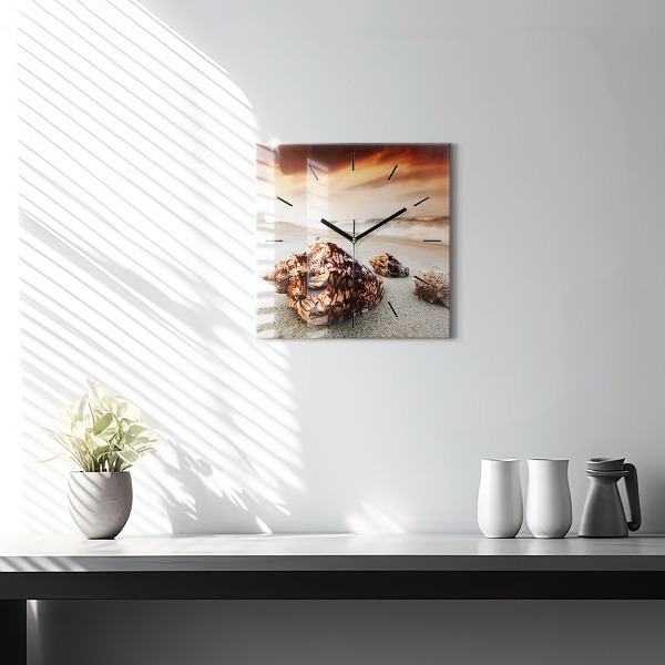 Štvorcové hodiny Mušle na pláži