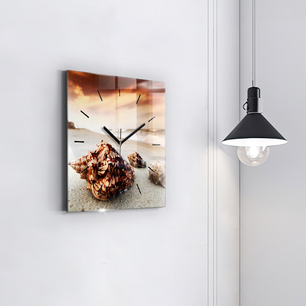 Štvorcové hodiny Mušle na pláži