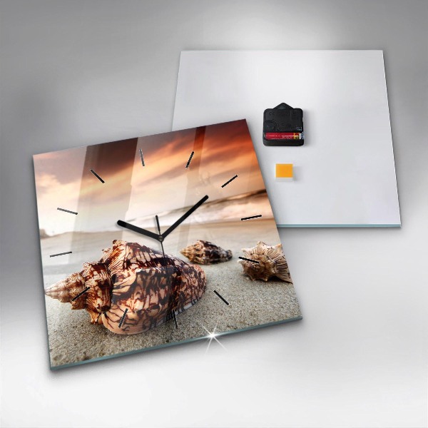 Štvorcové hodiny Mušle na pláži