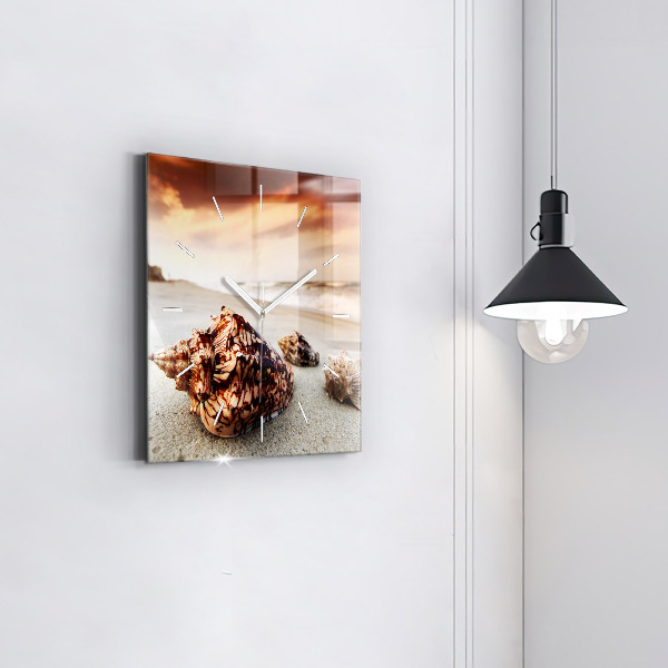 Štvorcové hodiny Mušle na pláži