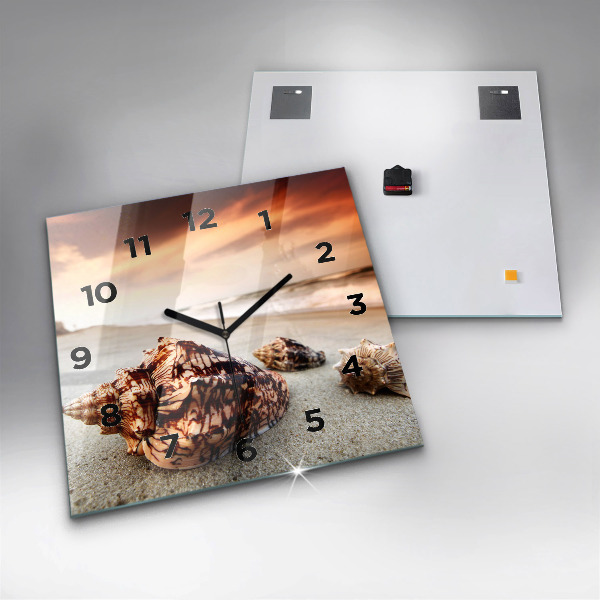 Štvorcové hodiny Mušle na pláži