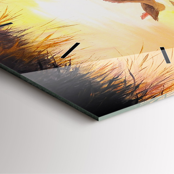 Štvorcové hodiny Žeriavy pri západe slnka