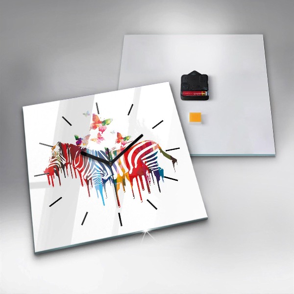Štvorcové hodiny Farebná zebra