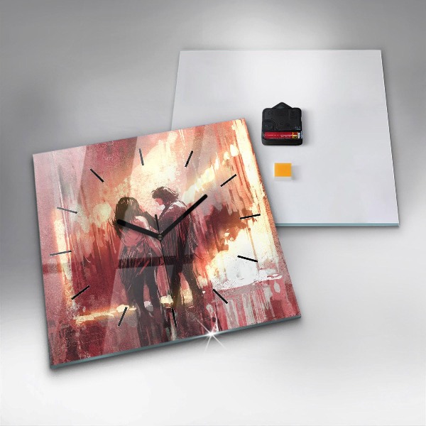 Štvorcové hodiny Mladý pár v láske