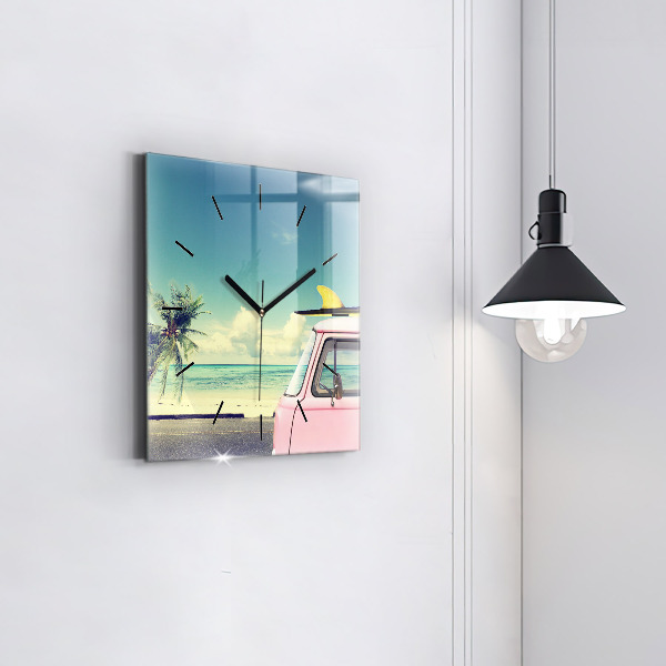 Štvorcové hodiny Auto so surfom