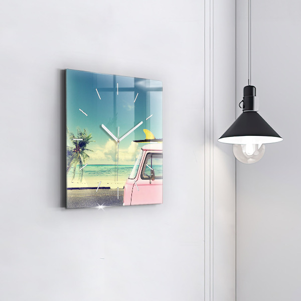 Štvorcové hodiny Auto so surfom