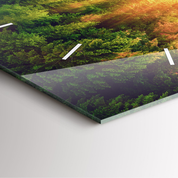 Štvorcové hodiny Západ slnka nad kopcami