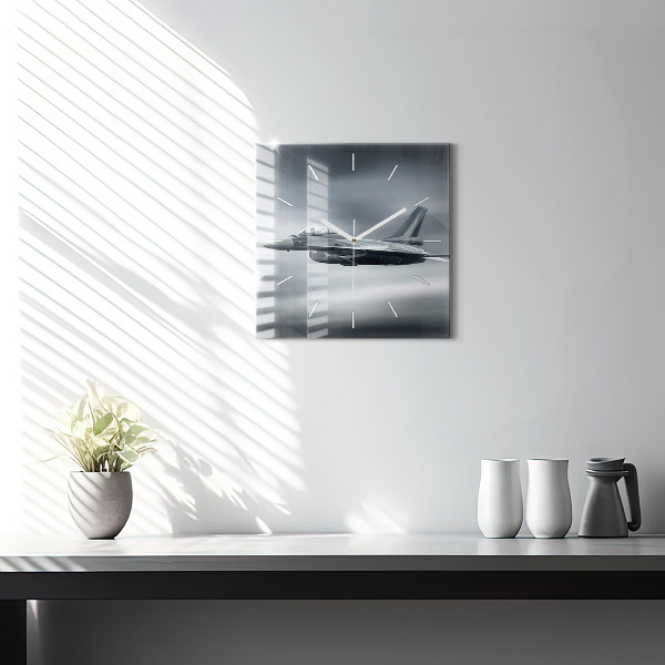 Štvorcové hodiny Vojenské lietadlo za letu