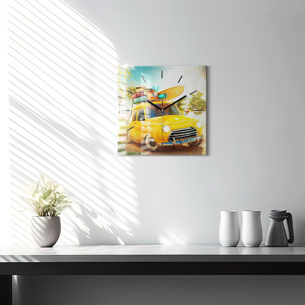 Štvorcové hodiny Auto so surfom