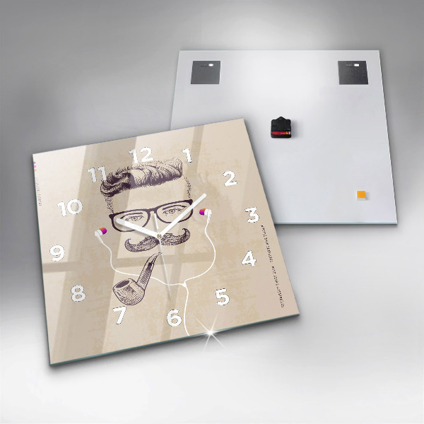 Štvorcové hodiny Muž s fajkou