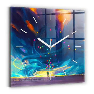 Štvorcové hodiny Dieťa a balóny