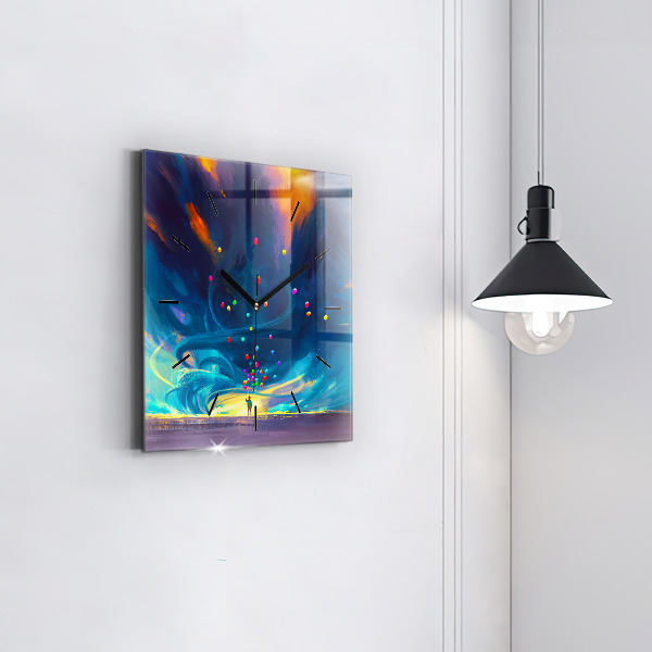 Štvorcové hodiny Dieťa a balóny