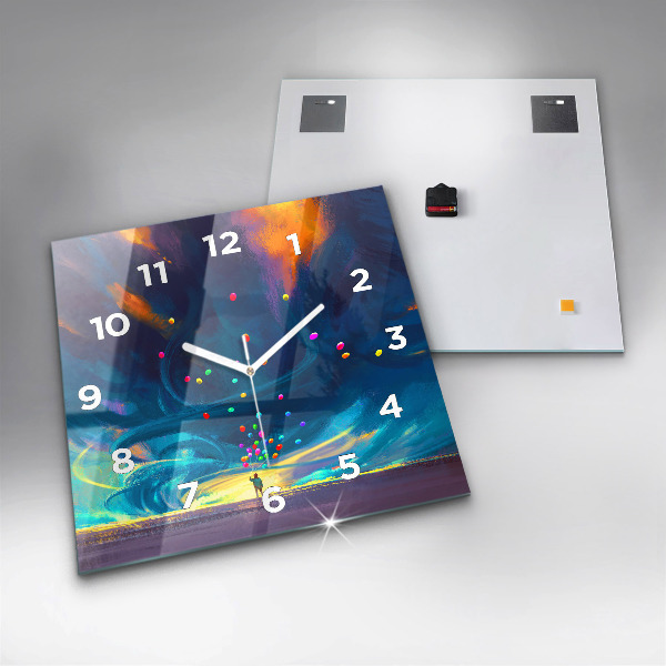 Štvorcové hodiny Dieťa a balóny