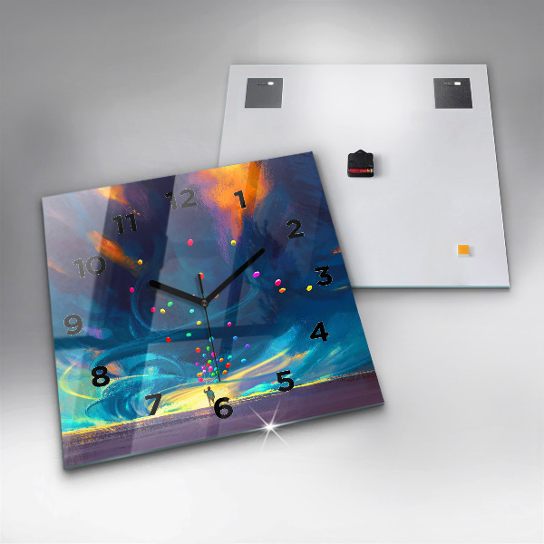 Štvorcové hodiny Dieťa a balóny