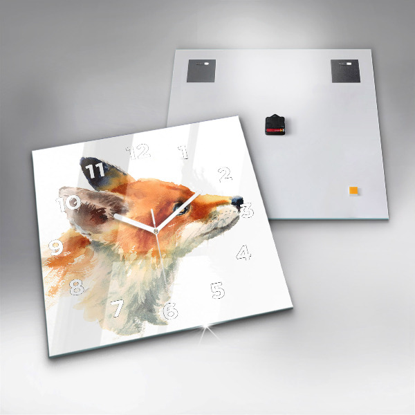 Štvorcové hodiny Akvarel mladá líška