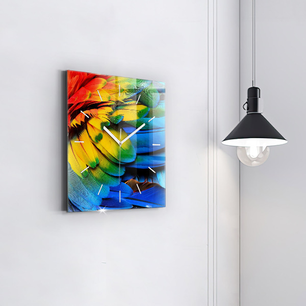 Štvorcové hodiny Farebné vtáčie krídla
