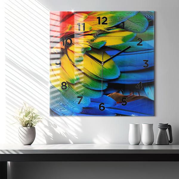 Štvorcové hodiny Farebné vtáčie krídla