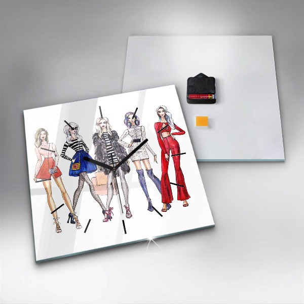 Štvorcové hodiny Módne dievčatá