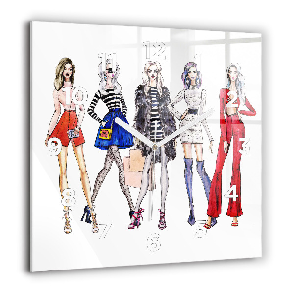 Štvorcové hodiny Módne dievčatá