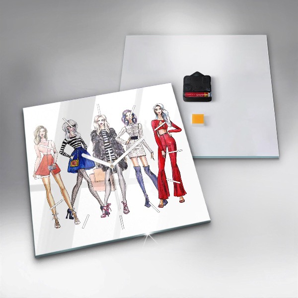 Štvorcové hodiny Módne dievčatá