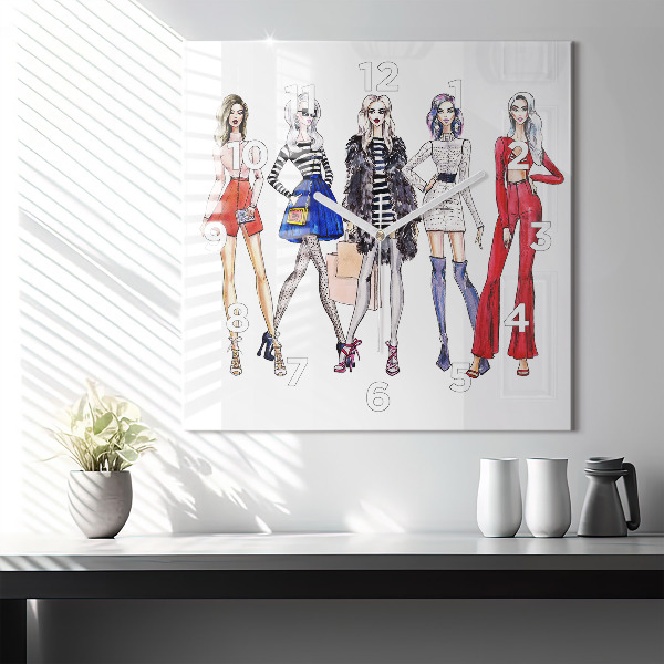 Štvorcové hodiny Módne dievčatá