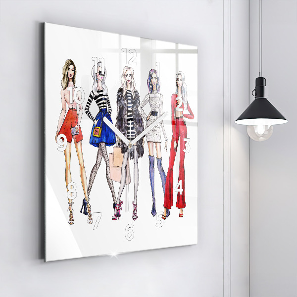 Štvorcové hodiny Módne dievčatá