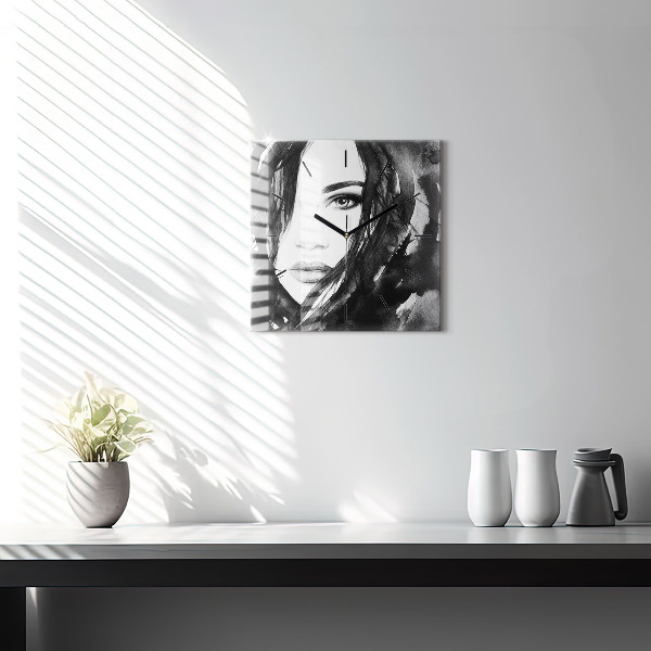 Štvorcové hodiny Portrét ženy