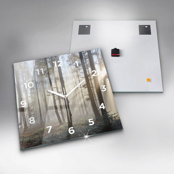 Štvorcové hodiny Les v hmle