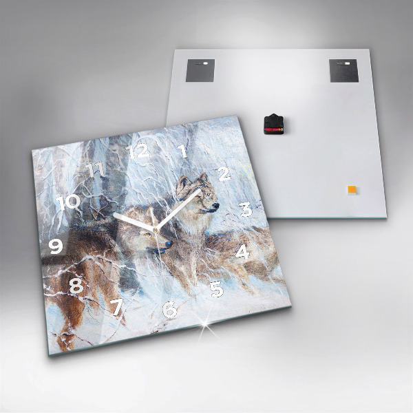 Štvorcové hodiny Vlci v lese