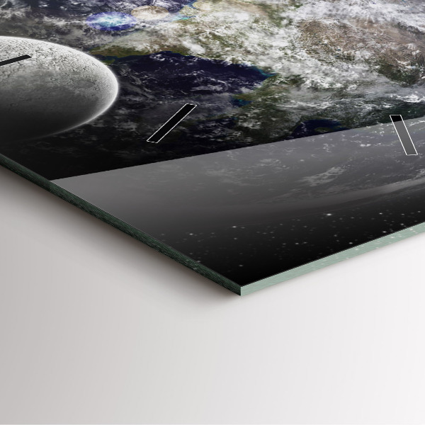 Štvorcové hodiny Zem Mesiac Slnko