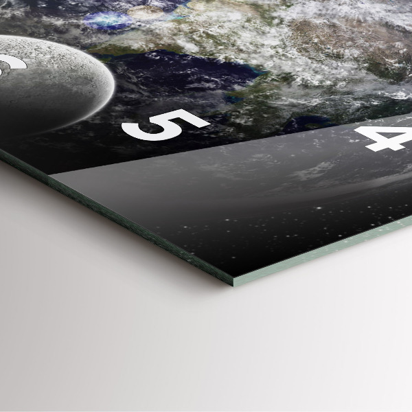 Štvorcové hodiny Zem Mesiac Slnko