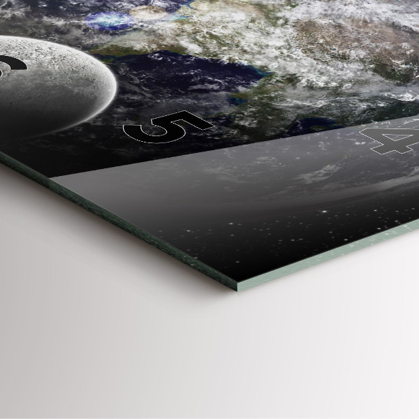 Štvorcové hodiny Zem Mesiac Slnko