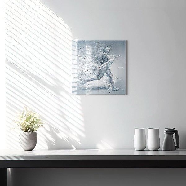 Štvorcové hodiny Bežiaci muž