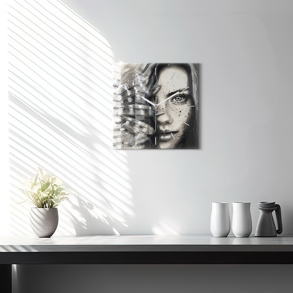 Štvorcové hodiny Maľovaný portrét