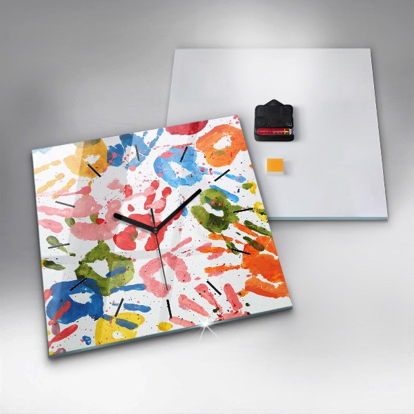 Štvorcové hodiny Odtlačky detských rúk