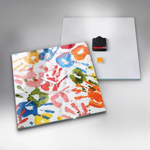 Štvorcové hodiny Odtlačky detských rúk