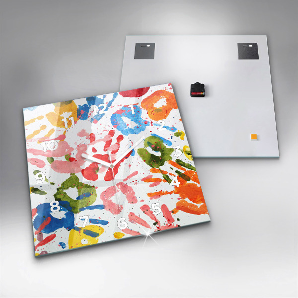 Štvorcové hodiny Odtlačky detských rúk