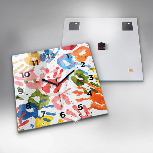 Štvorcové hodiny Odtlačky detských rúk