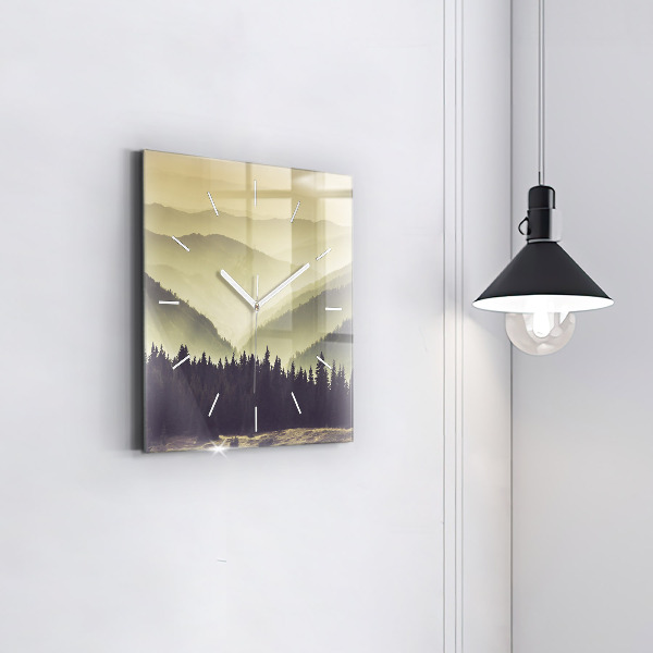 Štvorcové hodiny Hmlisté horské svahy