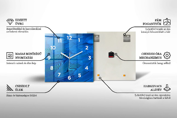 Štvorcové hodiny Retro umelecké ilustrácie