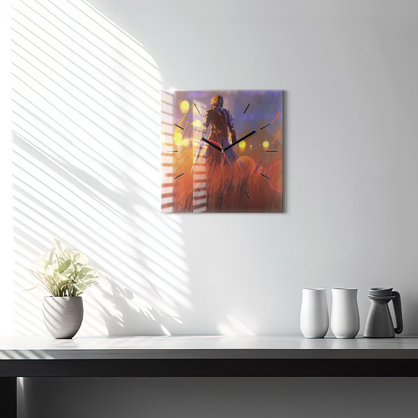 Štvorcové hodiny Rytier s mečom