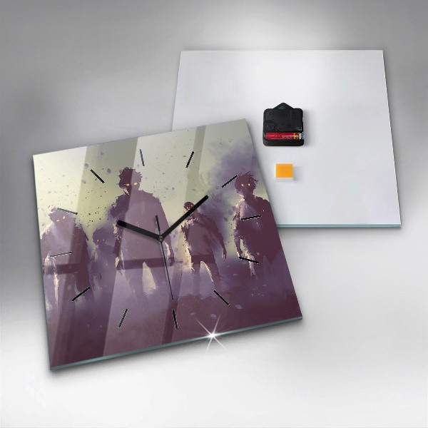 Štvorcové hodiny Zombie v noci - halloween