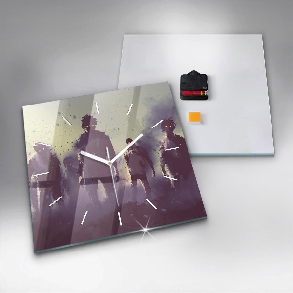 Štvorcové hodiny Zombie v noci - halloween