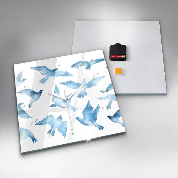 Štvorcové hodiny Lietajúce modré vtáky