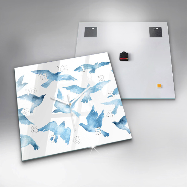 Štvorcové hodiny Lietajúce modré vtáky