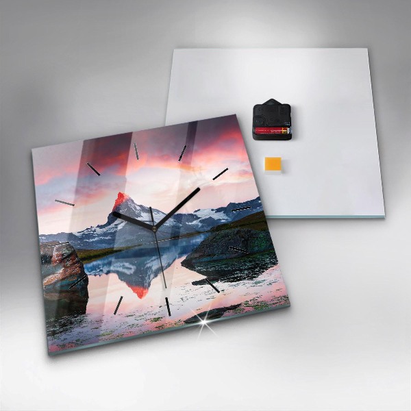 Štvorcové hodiny Jazero Stellisee Matterhorn
