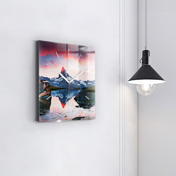 Štvorcové hodiny Jazero Stellisee Matterhorn