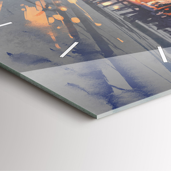 Štvorcové hodiny Zimná krajina stromov