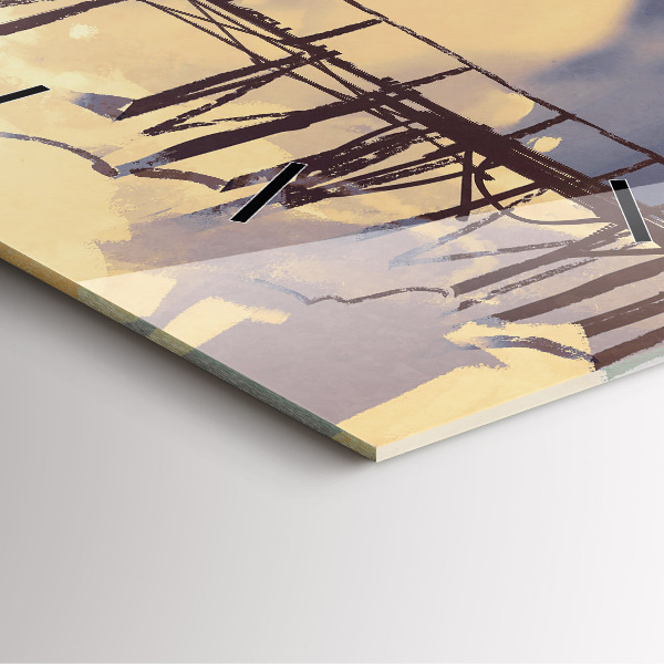 Štvorcové hodiny Muž na starom moste