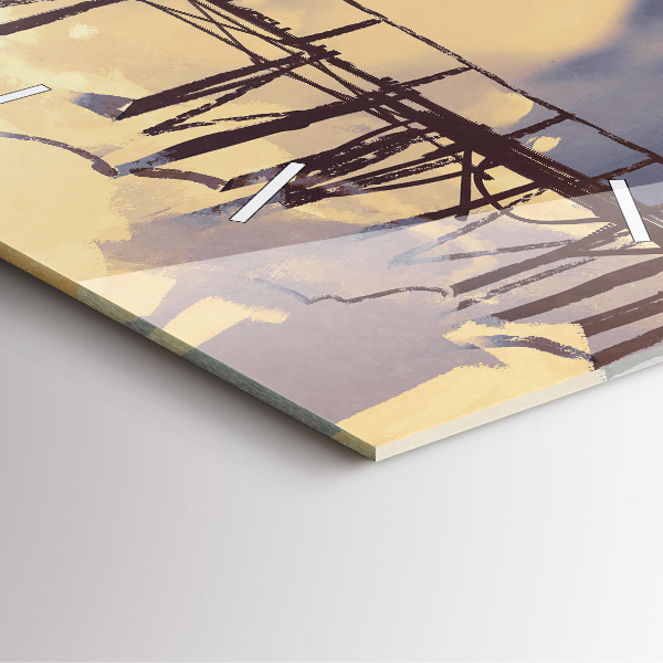 Štvorcové hodiny Muž na starom moste